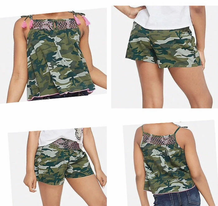 Justice Girls Cute Army Green Smocked Pattern Set of 2! Sz 14-16  Back to School - Image 1 of 4