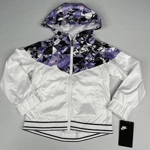 Nike Purple Floral Windrunner Windbreaker Girls Size 6, Jacket Midnight Navy - Picture 1 of 8