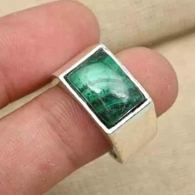 Malachite Gemstone 925 Sterling Silver Handmade Party Men's  Ring All Size123 - Image 1 of 4