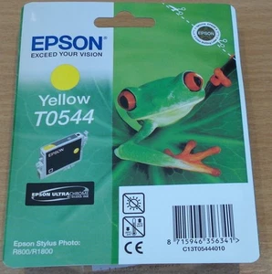 GENUINE EPSON T0544 TO544 Yellow cartridge FROG vacuum sealed ink for R800 R1800 - Picture 1 of 4