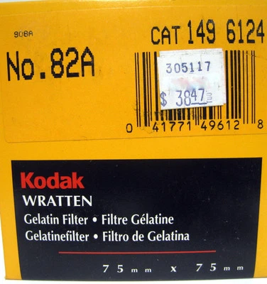 New No. 82A Kodak Wratten Gelatin Filter 75mm x 75mm 3 x 3 Catalog #1496124 - Image 1 of 3