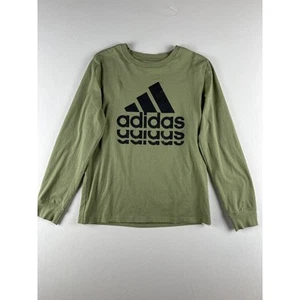 Adidas long sleeve cotton tee youth XL logo athletic sage sporty soccer - Picture 1 of 7