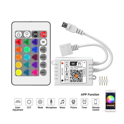 Smart WiFi With RF Wireless Remote RGB LED Controller For RGB LED Strip Lights - Image 1 of 4