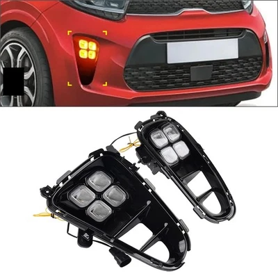 Left Right DRL Daytime Running Light Front Fog Lamp For Kia Picanto 2017-2020 - Image 1 of 4