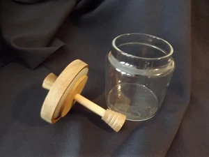 new GLASS HONEY JAR wooden lid and dipper TIGHT SEAL NWOT - Picture 1 of 4