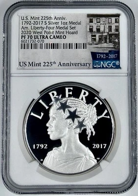 2017 S American Liberty Silver Medal Proof 225th Anniversary NGC PF70UCAM - Image 1 of 2