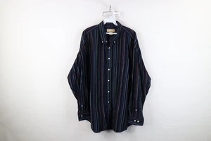 Vtg 90s Y2K Streetwear Mens XL Faded Striped Corduroy Collared Button Down Shirt - Picture 1 of 12