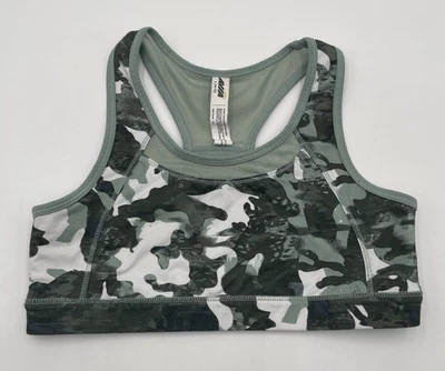 Avia Sports Bra L (10-12) Racerback Black White Gray Camo Print Activewear - Image 1 of 4