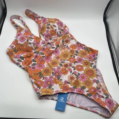 CUPSHE Women's One Piece Swimsuit Deep V Neck Keyhole Cutout O Ring M - Image 1 of 4