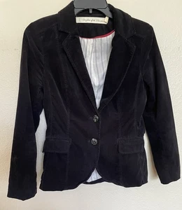 Daughters of the Liberation Anthropologie Blazer Size 2 Black Velvet Tailored - Picture 1 of 12