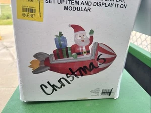 Santa Claus Rocket Christmas Inflateable Decoration Lights Up 4x5 - Picture 1 of 1