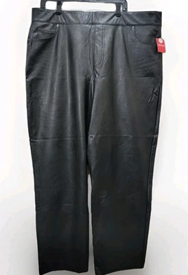 NUEVO Leggings Spanx Imitación Cuero Poliuretano Mujer Negros Delgados Pantalones Rectos 3X Foto 1 de 4