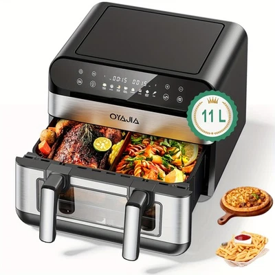 11L Doppel Heißluftfritteuse XXL Dual Air Fryer Digital Heißluft-Fritteuse 2400W - Bild 1 von 4