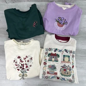 Paquete de 4 sudaderas pulóver gráficas vintage para reutilización y manualidades abuela - Imagen 1 de 13