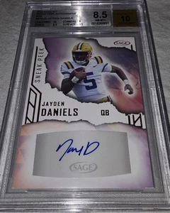 2023 Jayden Daniels Auto Sneak Peak Autographs Sage Hits #SPA-10 BGS 8.5/10 AUTO - Picture 1 of 7