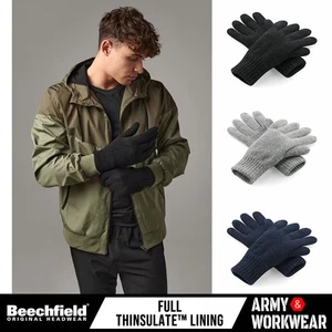 Beechfield Classic Thinsulate Gloves Warm Winter Unisex Hand Protection Glove - Picture 1 of 5