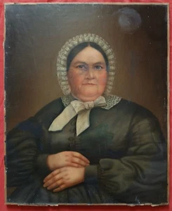 Belle école Française XIX e siècle " Portrait de femme au bonnet de dentelles " - Picture 1 of 4