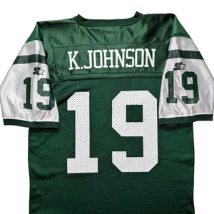 VTG 90s Keyshawn Johnson Starter Jersey SZ 48 L New York Jets NFL Made in USA - Picture 1 of 9