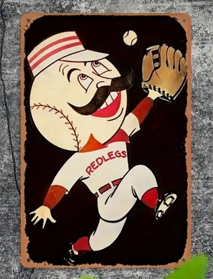 Cincinnati Reds Baseball Sign Metal Tin 8x12 MLB Baseball Bar Man Cave Garage - Image 1 of 2