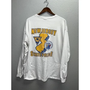 Vintage New Jersey State Police Shirt Langarm Seal Graphic Tee fleckig XL - Bild 1 von 12