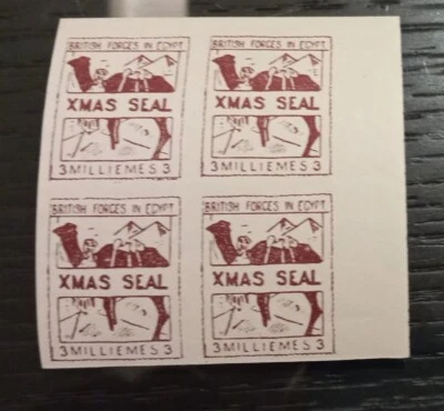 Fuerzas Británicas en Egipto 1933 Sello de Navidad 3 M. Marrón PRUEBA PERFORADA MLH EN MUY BUEN ESTADO RARO Foto 1 de 2