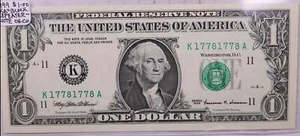 1999., $1., F.R.N., Repeater Serial Nr., Crisp Uncirculated., Store #0725 - Picture 1 of 2