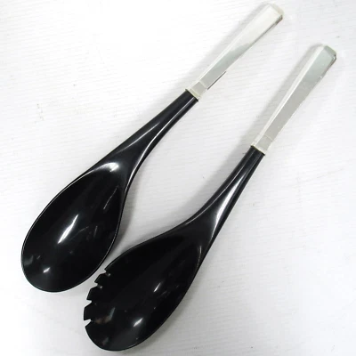 DE COLECCIÓN PLATA ESTERLINA ARTESANO POR TOALLA CON JUEGO DE SERVIR ENSALADA DE NAILON NEGRO Foto 1 de 4