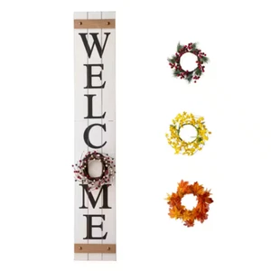 60 In. H Wooden Welcome Porch Sign, with 4 Changable Wreathes - Picture 1 of 11