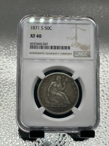 1871 S 50c sitting US dollar NGC XF 40 - Picture 1 of 5