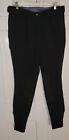TUFF RIDER black Poly Stretch Ribbed Suede Equestrian Riding Breeches Pants 34