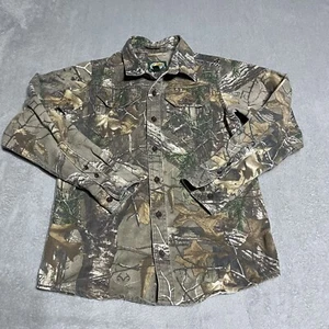Cabelas Camo Button Down Shirt Youth Large Long Sleeve Pockets Hunting Outdoors - Picture 1 of 5