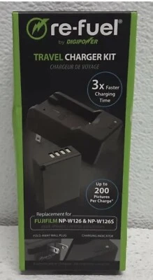 Kit de cargador de viaje de reabastecimiento de combustible DigiPower para Fujifilm NP-W126 y NP-W1265 Foto 1 de 2
