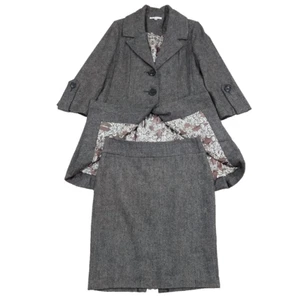 Cabi Tweed 2 Piece Skirt Suit Gray Wool Blend Women's Skirt (Sz 10) Coat (Sz 8) - Picture 1 of 8