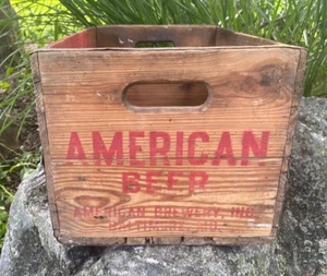 Caja de madera vintage American Beer Brewery Baltimore MD botella - Imagen 1 de 7