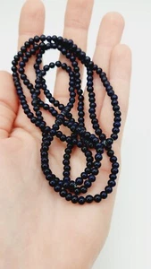 Vintage necklace round bead beaded royal blue gemstone ?  - Picture 1 of 6
