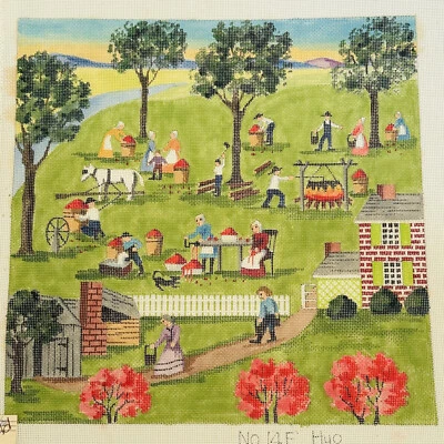 HYO Amish Farm Scene 14E Handpainted Needlepoint Canvas 14ct Vintage - Image 1 of 4