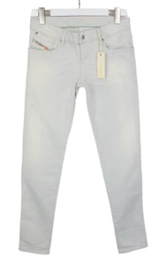 DIESEL Getlegg 0809S Jeans Women's W29/L32 Slim Fit Pinstriped Distressed Zip - Picture 1 of 11