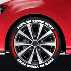Permanent Tire Lettering Sticker CUSTOM TEXT 1.06" 14"-22" Tires Quality 8 Sets - Picture 1 of 6