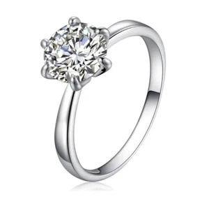 Elegant Zircon Silver Ring Size 7 - Picture 1 of 4