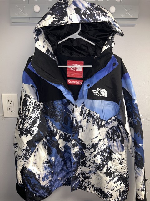 Supreme North Face Mountain Parka FW17 Blue/White – UniqueHype