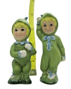 Vintage Salz und Pfefferstreuer Menschen als Erbsenschoten verkleidet - Bild 1 von 6