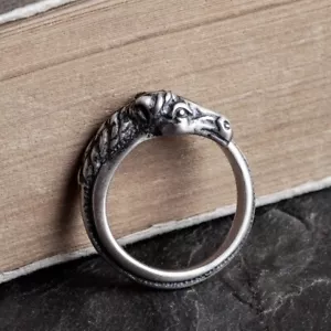 Adjustable 925 Sterling Silver Horse Head Wrap Around Ring Punk Vintage Gothic - Picture 1 of 8
