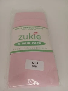 Zukie Girls Opaque Tights with Spandex (2 pack) Size 12/14 PINK - Picture 1 of 2