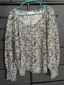 LOFT Women's XL Crinkle Texture Pullover Blouse Long Sleeve Shirt - Picture 1 of 10