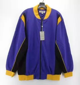 Stacy Adams Jacket Men XXL Purple Gold Track Coat Mesh Hip Hop Full Zip NEW - Picture 1 of 11