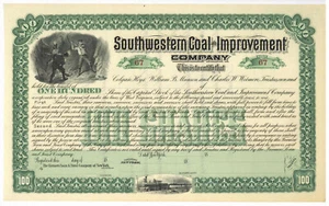 Southwestern Coal and Improvement Company. Certificato Stock - Foto 1 di 1