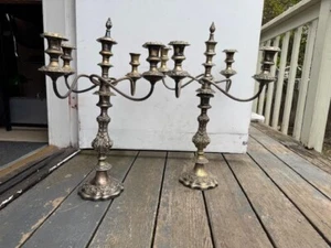 Gorham Silver Plate Baroque 5-Light Candelabras - Picture 1 of 4
