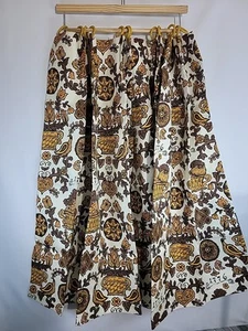 Vintage Curtains 2 Panels Retro Mod Pinch Pleat Drapes 60s 70s MCM Brown Orange - Picture 1 of 6