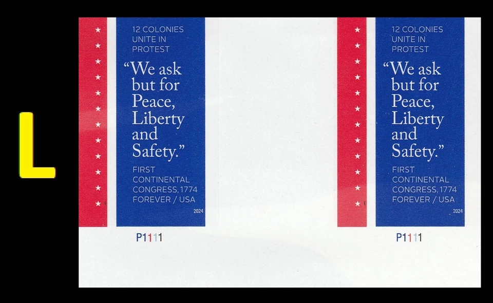 US 5939a First Continental Congress imperf NDC vert gutter plate pair L MNH 2024 - Image 1 of 1