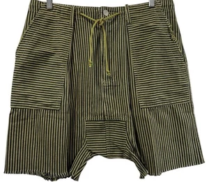 NWT Jaded Gypsy Olivia Gypsy Striped Shorts Harem Drop Crotch Boho Green $148 - Picture 1 of 6
